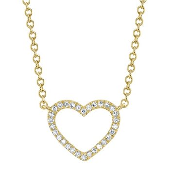 14K YELLOW GOLD DIAMOND OPEN HEART NECKLACE 002-165-10324