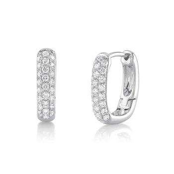 14K WHITE GOLD PAVE DIAMOND HOOOPS 002-150-06366