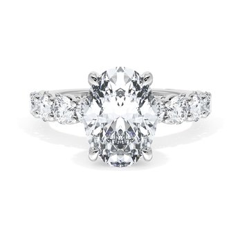 PLATINUM 6 STONE UNDERHALO DIAMOND SEMI MOUNTING FOR OVAL CENTER 001-140-03316