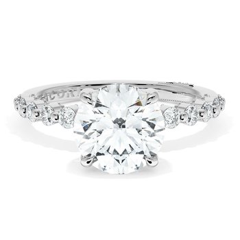 18K WHITE GOLD SCULPTED CRESCENT SHARED SINGLE PRONG DIAMOND SEMI MOUNT 001-140-03075