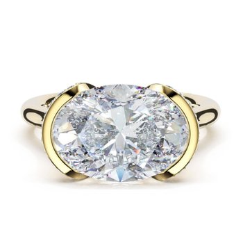 18K YELLOW GOLD EAST- WEST CATHEDRAL SET DIAMOND SEMI MOUNT FOR OVAL CENTER 001-140-03600