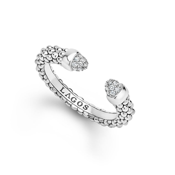 STERLING SILVER MINI VERSA OPEN DIAMOND END STACKING RING 002-620-01591