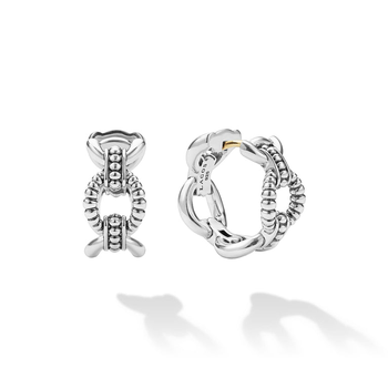 STERLING SILVER 17X8 CAVIAR LINK OVAL HOOP EARRINGS 006-645-02306
