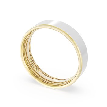 18K WHITE CENTER AND YELLOW GOLD EDGE HIGH POLISH 6MM WEDDING BAND 002-405-10429