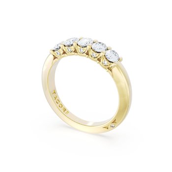 18K YELLOW GOLD CLASSIC CRESCENT ROYAL T OVAL DIAMOND WEDDING BAND 002-110-15394