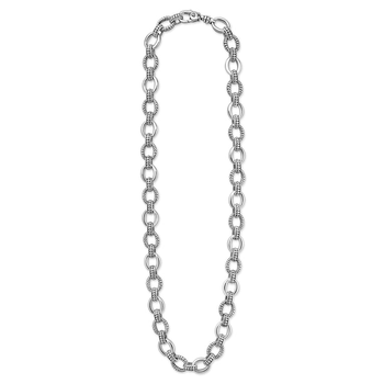 STERLING SILVER 10MM FLUTED OVAL LINK NECKLACE 006-640-02498