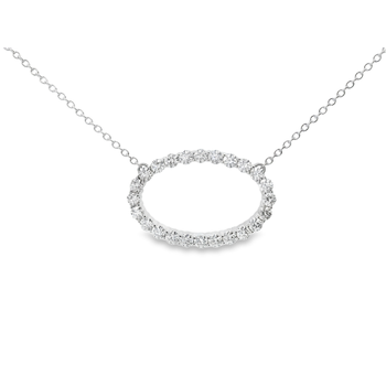 18K WHITE GOLD WHIMSICAL DIAMOND OVAL PENDANT LARGE 006-165-10085