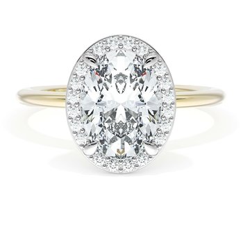 18K YELLOW GOLD AND PLATINUM OVAL BLOOM DIAMOND HALO SEMI MOUNT 001-140-03081