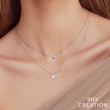 14K WHITE GOLD BLUE SAPPHIRE DIAMOND HALO PENDANT 001-230-05240