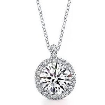 3.95 Carat Round Brilliant Cut White Gold Diamond Halo Pendant 3-95-CARAT-ROUND-BRILLIANT-CUT-WHITE-GOLD-DIAMOND-HALO-PENDANT
