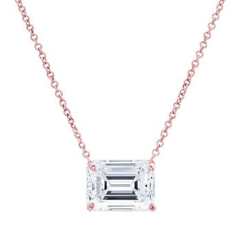 1.50 Carat Emerald Cut Rose Gold Diamond Pendant 1-50-CARAT-EMERALD-CUT-ROSE-GOLD-DIAMOND-PENDANT