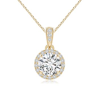 2.00 Carat Round Brilliant Cut Yellow Gold Diamond Halo Pendant 2-00-CARAT-ROUND-BRILLIANT-CUT-YELLOW-GOLD-DIAMOND-HALO-PENDANT