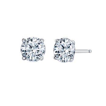 This classic 1.00 carat total weight round brilliant-cut diamond is set in a four-prong white gold basket setting 1-01-CARAT-T-W-ROUND-BRILLIANT-CUT-WHITE-GOLD-DIAMOND-STUDS
