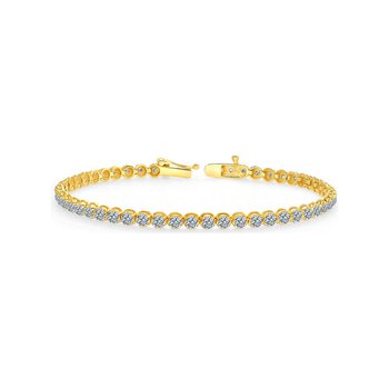 Beverly Hills Jewelers 1.00 Carat tw Beautiful Yellow Gold Round Brilliant Cut Shiny White (I Clarity) Diamond Ladies Tennis Bracelet.Secure Double Clasp. BEVERLY-HILLS-JEWELERS-1-00-CARAT-TW-BEAUTIFUL-YELLOW-GOLD-ROUND-BRILLIANT-CUT-SHINY-WHITE-I-CLARITY-DIAMOND-LADIES-TENNIS-BRACELET-SECURE-DOUBLE-CLASP