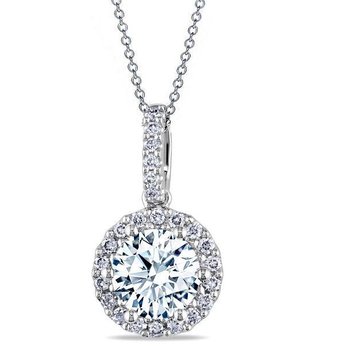 4.49 Carat Round Brilliant Cut White Gold Diamond Halo Pendant 4-49-CARAT-ROUND-BRILLIANT-CUT-WHITE-GOLD-DIAMOND-HALO-PENDANT