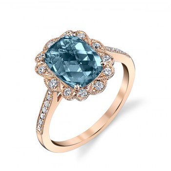 London Blue Topaz & Diamond Ring 200-1316