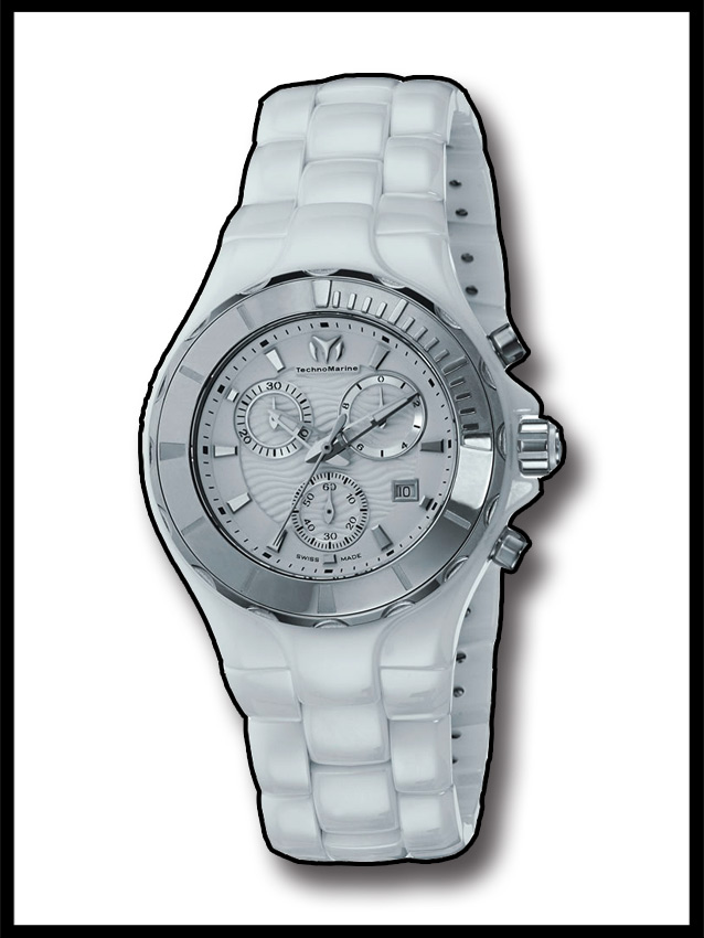 ceramic techno marine watch Technomarine Technodiamond White Ceramic Silver Dial DTC55C main image 4
