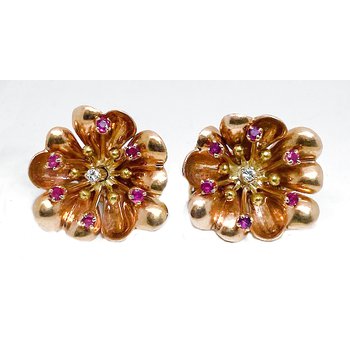 Estate & Vintage Lady's vintage ruby diamond and yellow gold