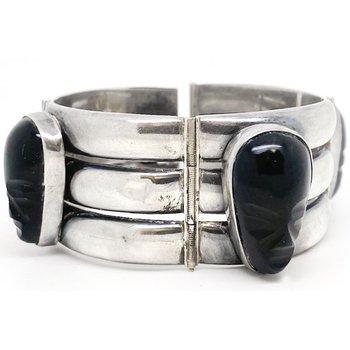 アクセサリー Mexican silver bracelet vintage Vintage Mexican Sterling Silver Panel Bracelet For Sale at