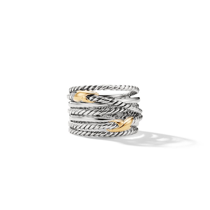み★417　クイーンシルバー✖︎2個 Double X Crossover Ring in Sterling Silver with 18K Yellow