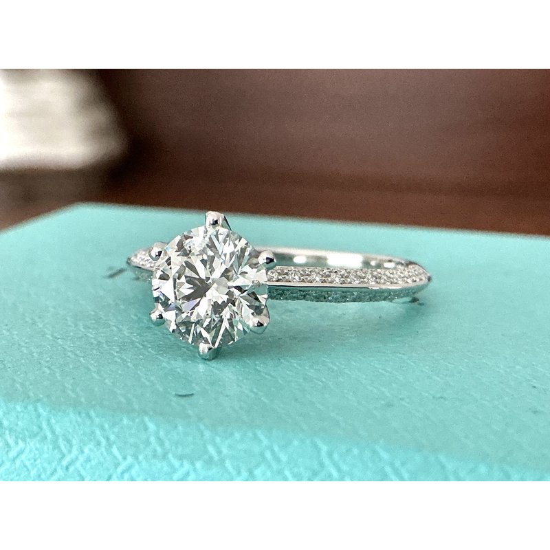 Tiffany Round Pave Diamond Engagement Ring on Sale