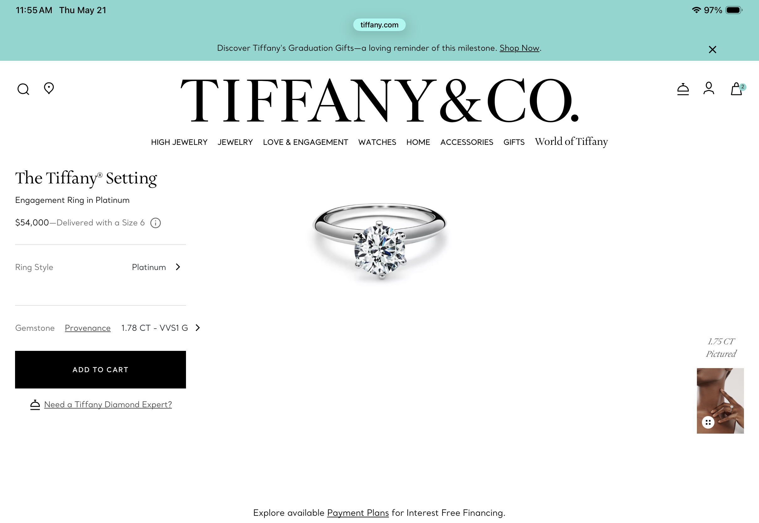 Tiffany Diamond engagement ring on sale