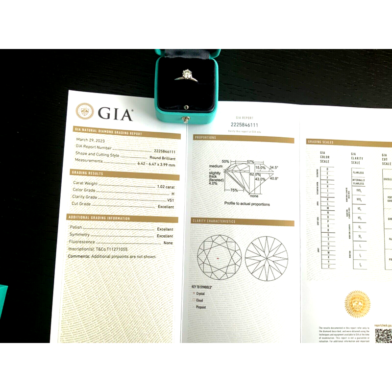 Pre-Loved Jewelry Tiffany Round ct H VS1 EXC $17k NEW 2864