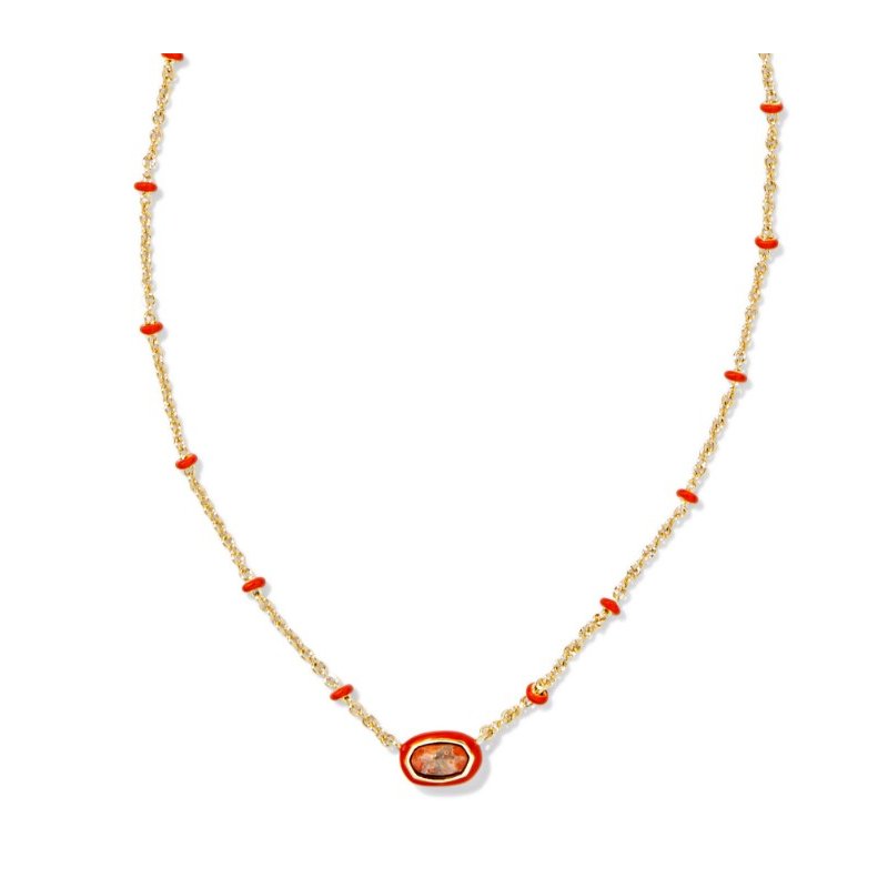 Kendra Scott Mini Elisa Gold Enamel Frame Short Pendant Necklace - Main Image