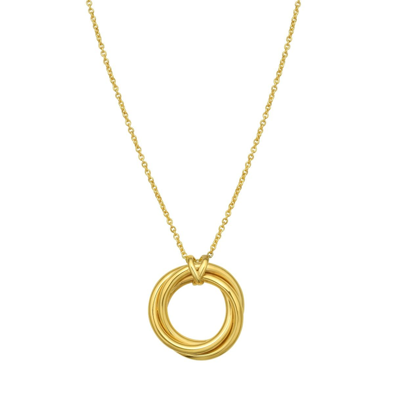 【riAndco】[M] Framily Tee W/G Family & Co. 14kt Yellow Gold 3 interlocking Ring Pendant