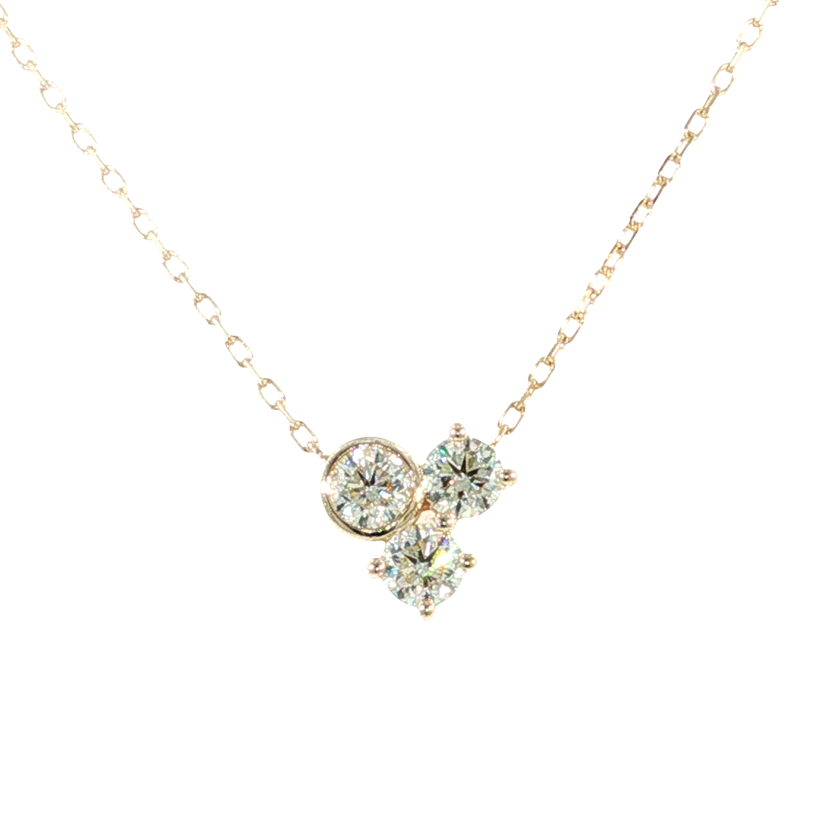 Family & Co. .75cttw 3 Diamond Necklace 14kt Yellow Gold 18