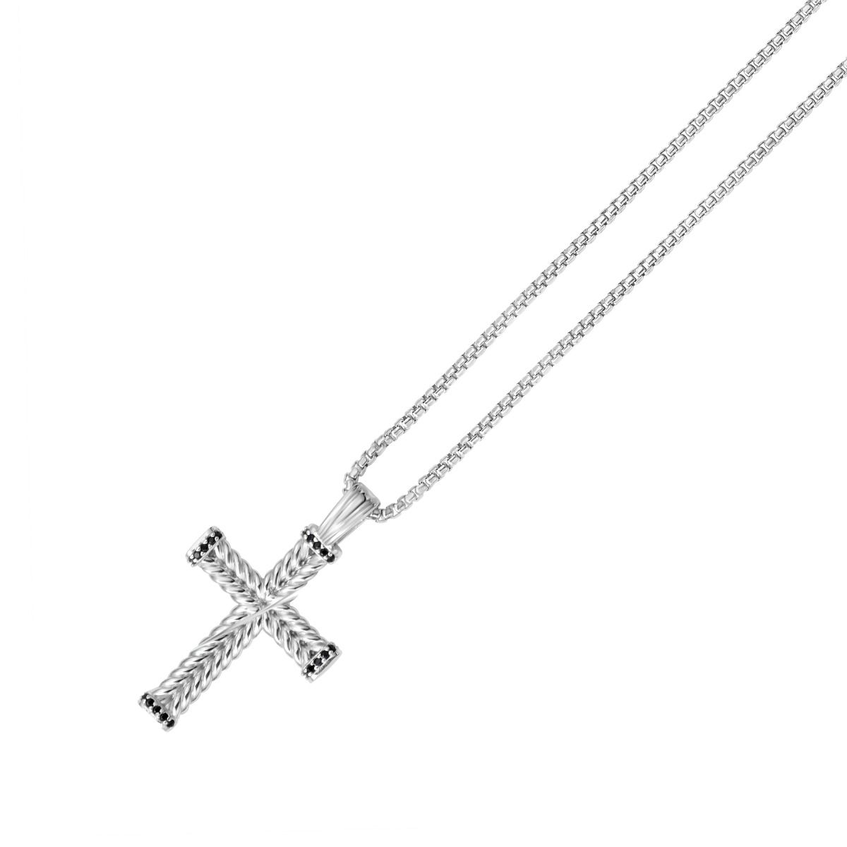 Family & Co. Sterling Silver Cross with Black Spinel 457-00689