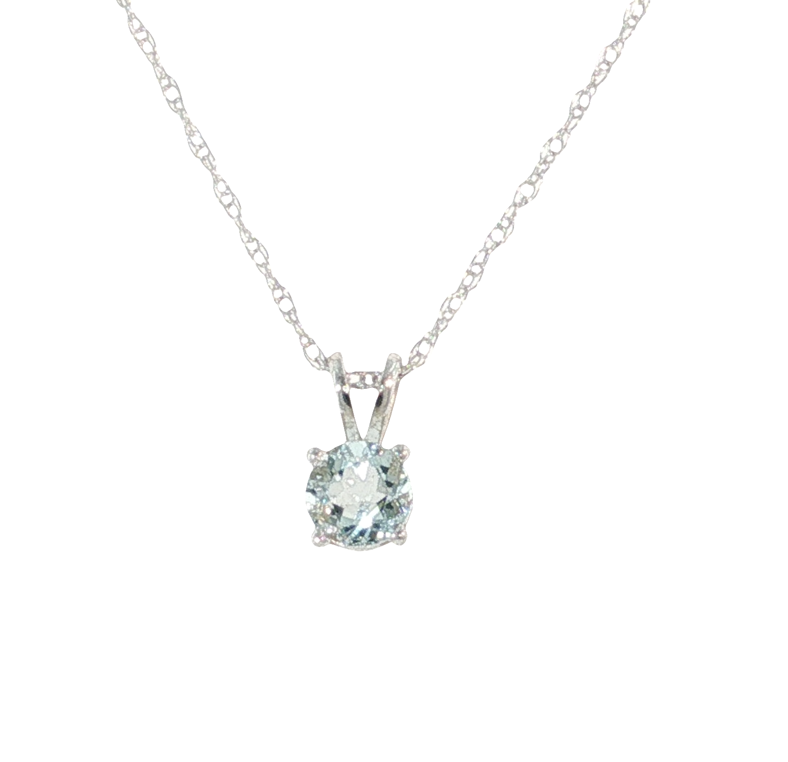 Family & Co. .30ct Round Aquamarine Pendant 14kt White Gold 18