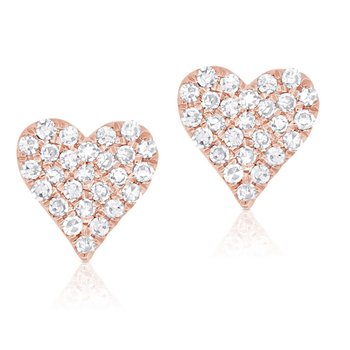 Davis Classics Diamond Heart Stud Earrings in 14k Rose Gold 150-05236