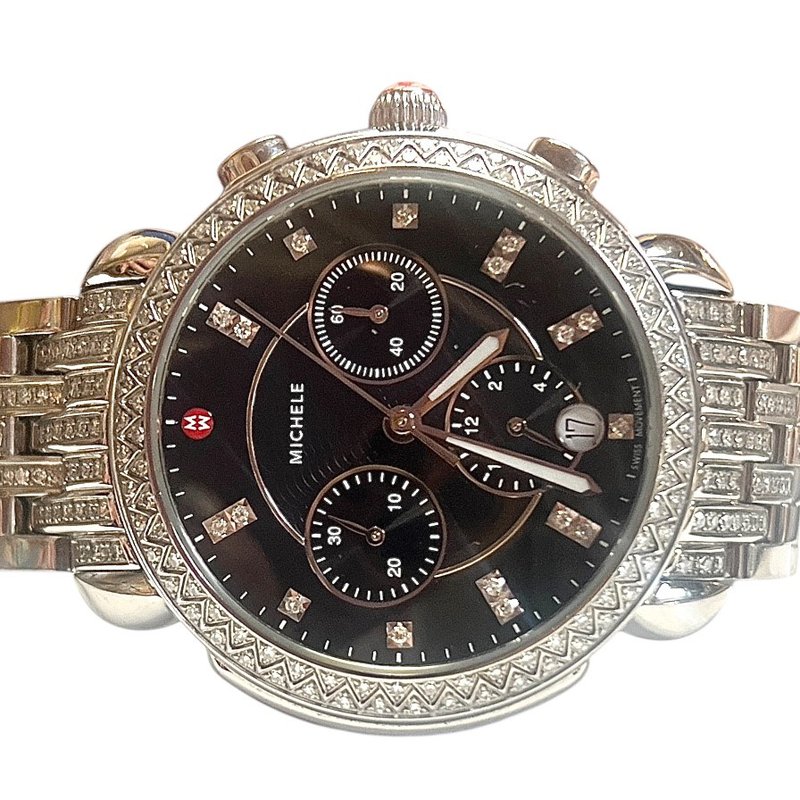 michele watch black and gold