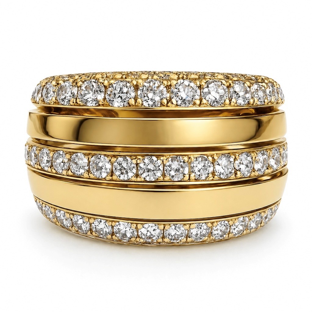 18KT Yellow Gold 3.02 CTW Diamond Dome Ring