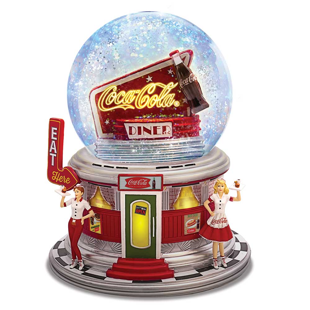 Bradford Exchange Coca-Cola Rocking and Rolling Glitter Globe 01