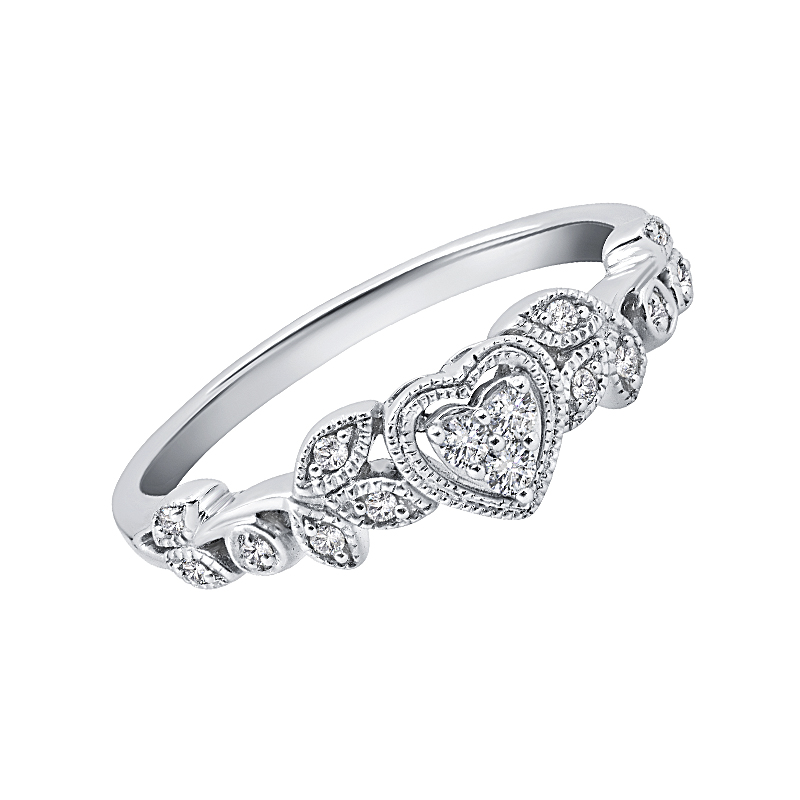 Greenberg's sterling silver 1/8ctw diamond heart ring 241-31051