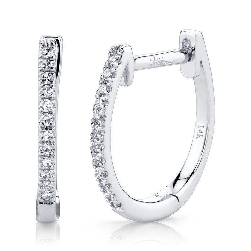 Shy Creation 14K W/G Diamond Huggie Earring 478-62265