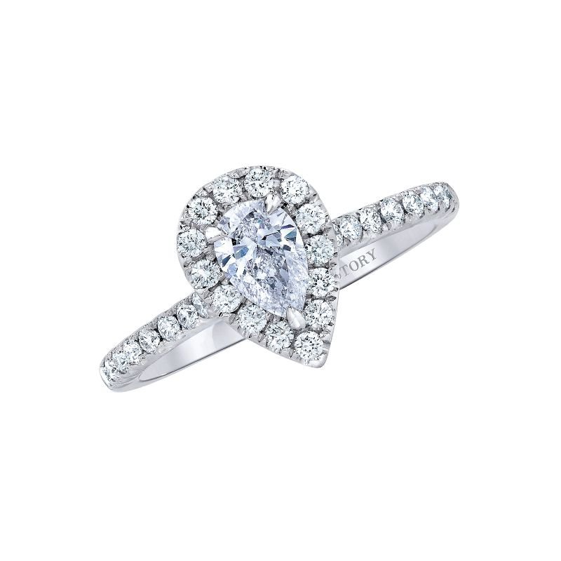 Engagement Ring Diamond 0.50ctw Pear Shape Center 14k White Gold Women\'s… Engagement Ring Diamond 0.50ctw Pear Shape Center 14k White  main image 2