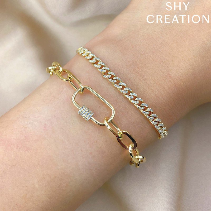 Shy Creation 14k yellow gold 0.23ctw chain link diamond