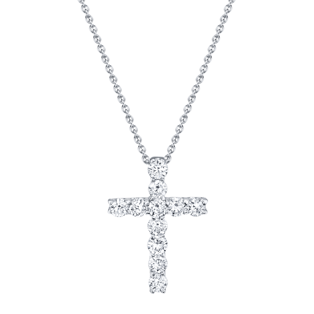 Shy Creation 0.32CT 14K W/G Diamond Cross Necklace 478-62594