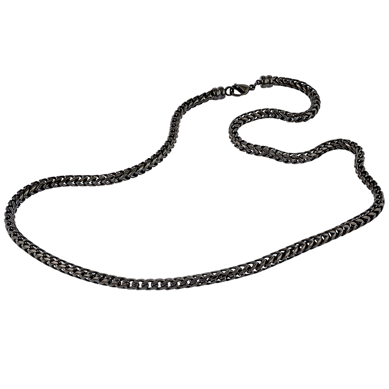 Greenberg's black stainless steel men's necklace 255-80592