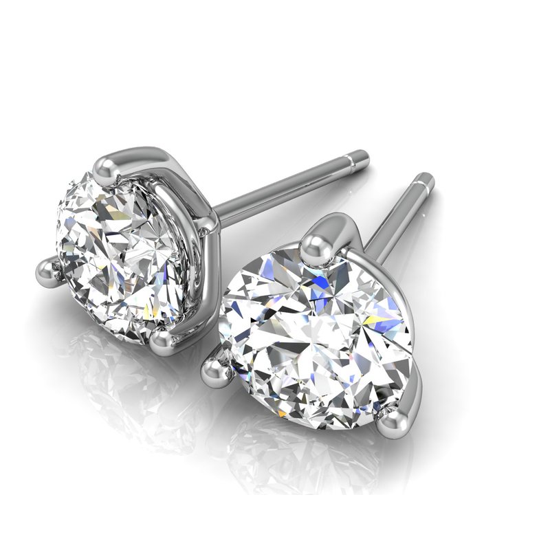 3 4 carat diamond stud earrings 14k white gold Clearance