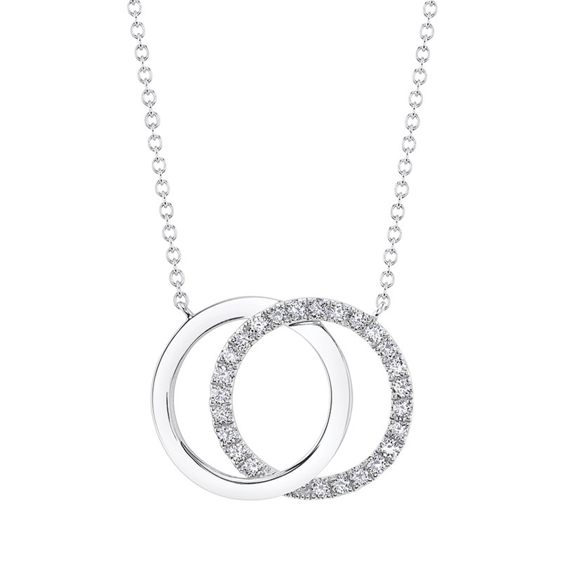 Shy Creation 0.31CT 14K W/G DIAMOND LOVE KNOT CIRCLE NECKLACE 478