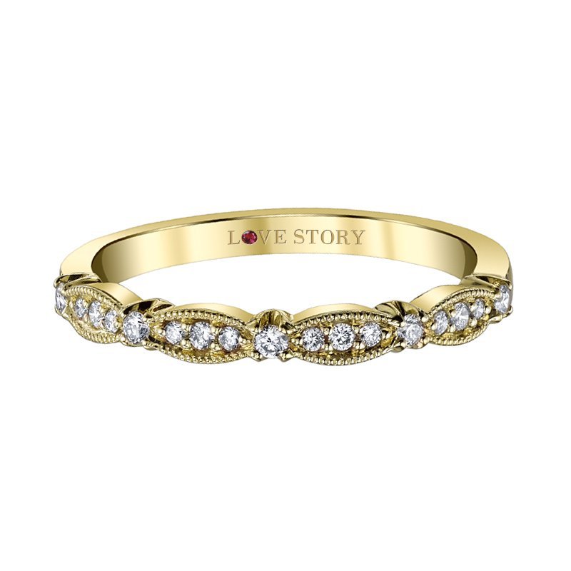 Love Story 14k yellow gold 1/6ctw diamond wedding band 472-13892