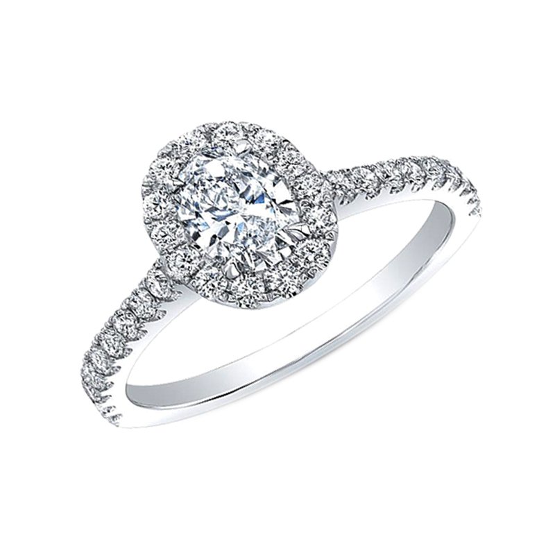Love Story 14k white gold oval diamond halo