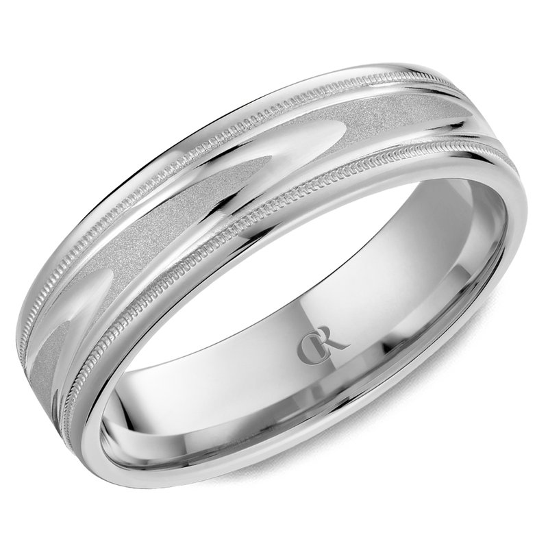 CrownRing CR Collection Sandblast Engraved Wedding Band CR-020