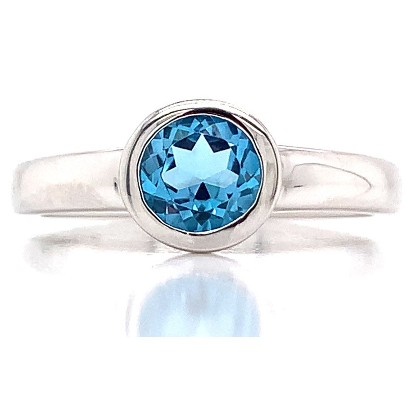 Sterling Silver Blue Topaz Bezel Ring 521-00297 Wahl Jewelers