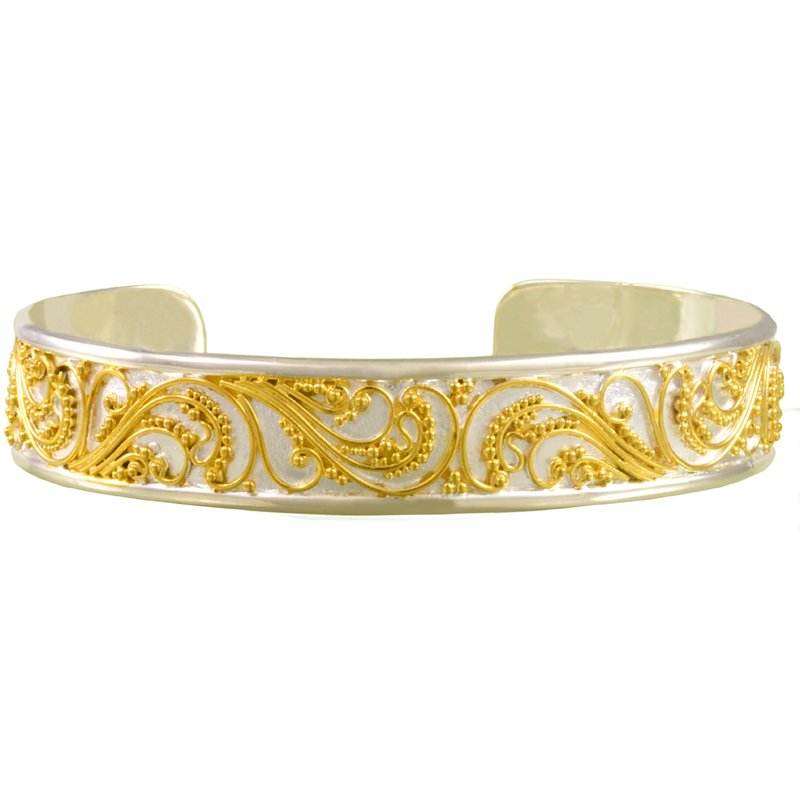 ❤富咲虹姫⭐️717✴︎358✴︎888さま❤2025年Bracelet❤❤ Sterling Silver & 22 Karat Yellow Gold Scroll Pattern