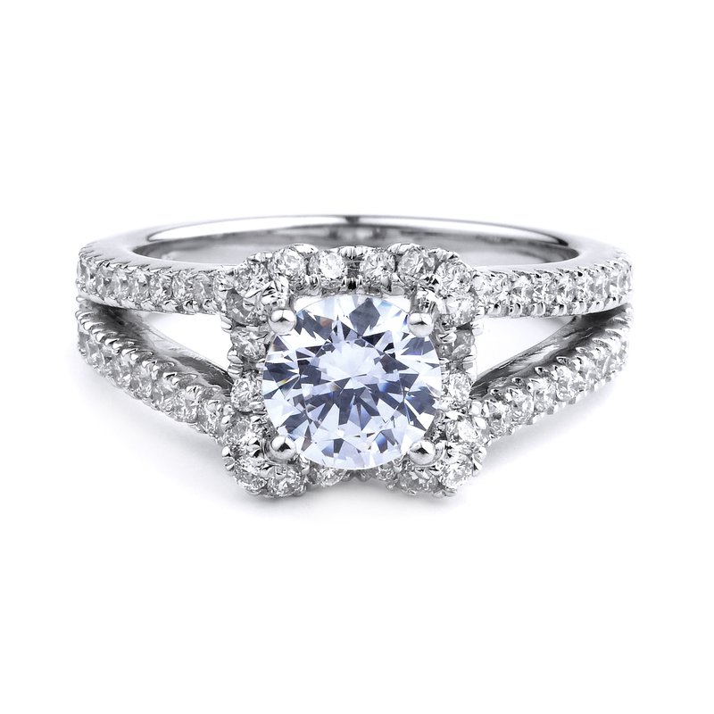 その他 me Halo Diamond Engagement Ring In 14K White Gold Split Shank Halo